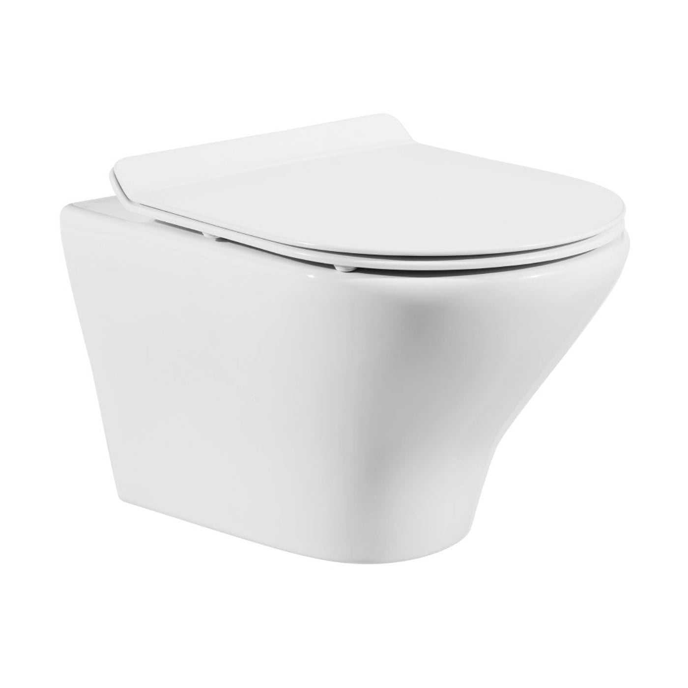 Swiss Madison Monaco Wall-Hung Toilet Bundle 0.8/1.6 GPF Dual Flush in Glossy White with Brass Flush Plate - SM-WT1002GW