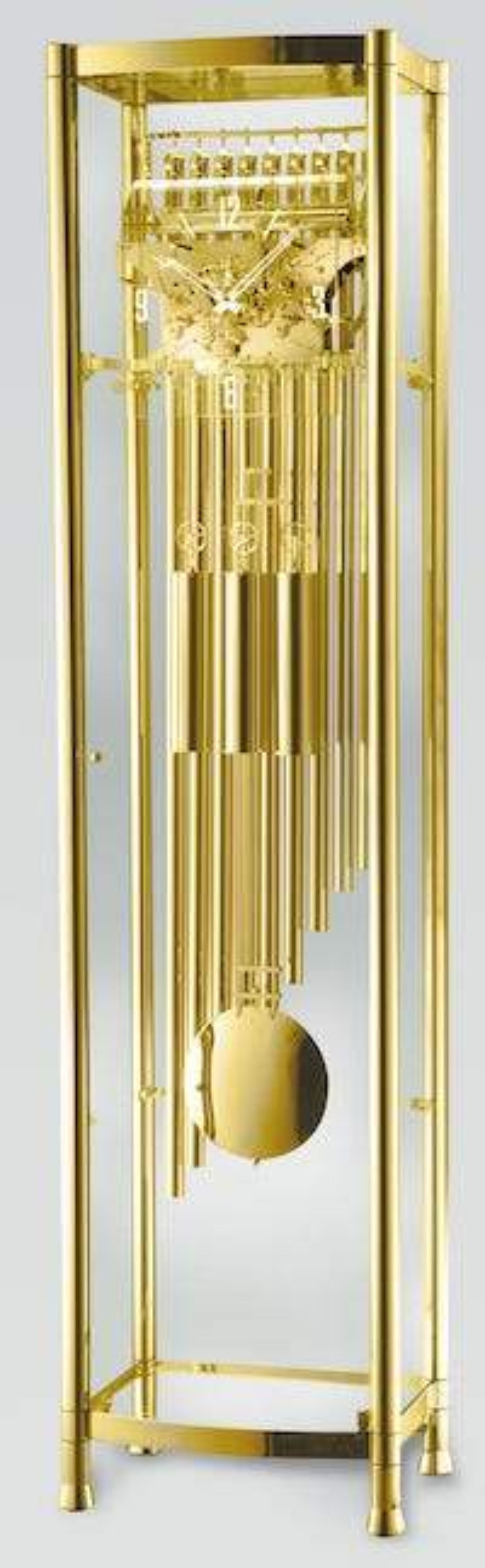 Kieninger Glass & Gold Floor Clock, Triple Chimes, 9 Bells, Ltd. - FL 0126-06-01
