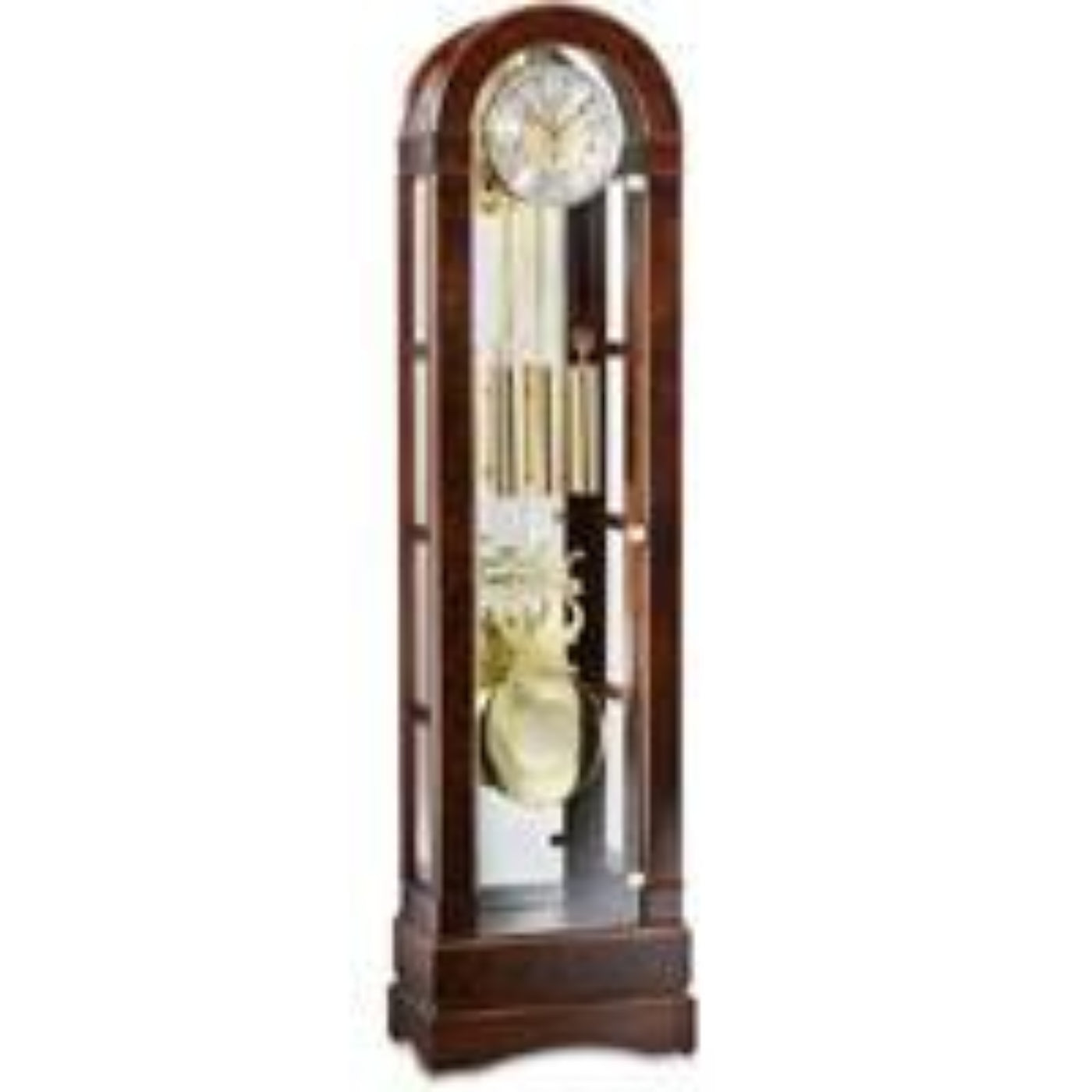 Kieninger Clocks  Curved Glass Curio Floor Clock, Triple Chimes, 12-Rods, Walnut - FL 0135-23-01