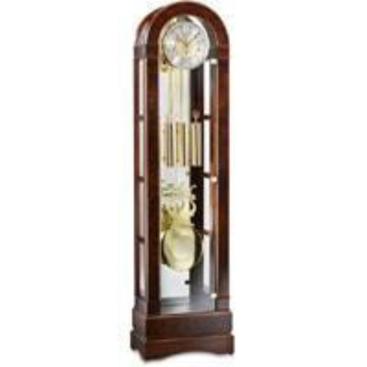 Kieninger Clocks  Curved Glass Curio Floor Clock, Triple Chimes, 12-Rods, Walnut - FL 0135-23-01