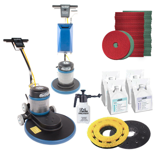 CleanFreak® Floor Scrubbing & Polishing Package w/ 20" Floor Burnisher & 17" Floor Buffer