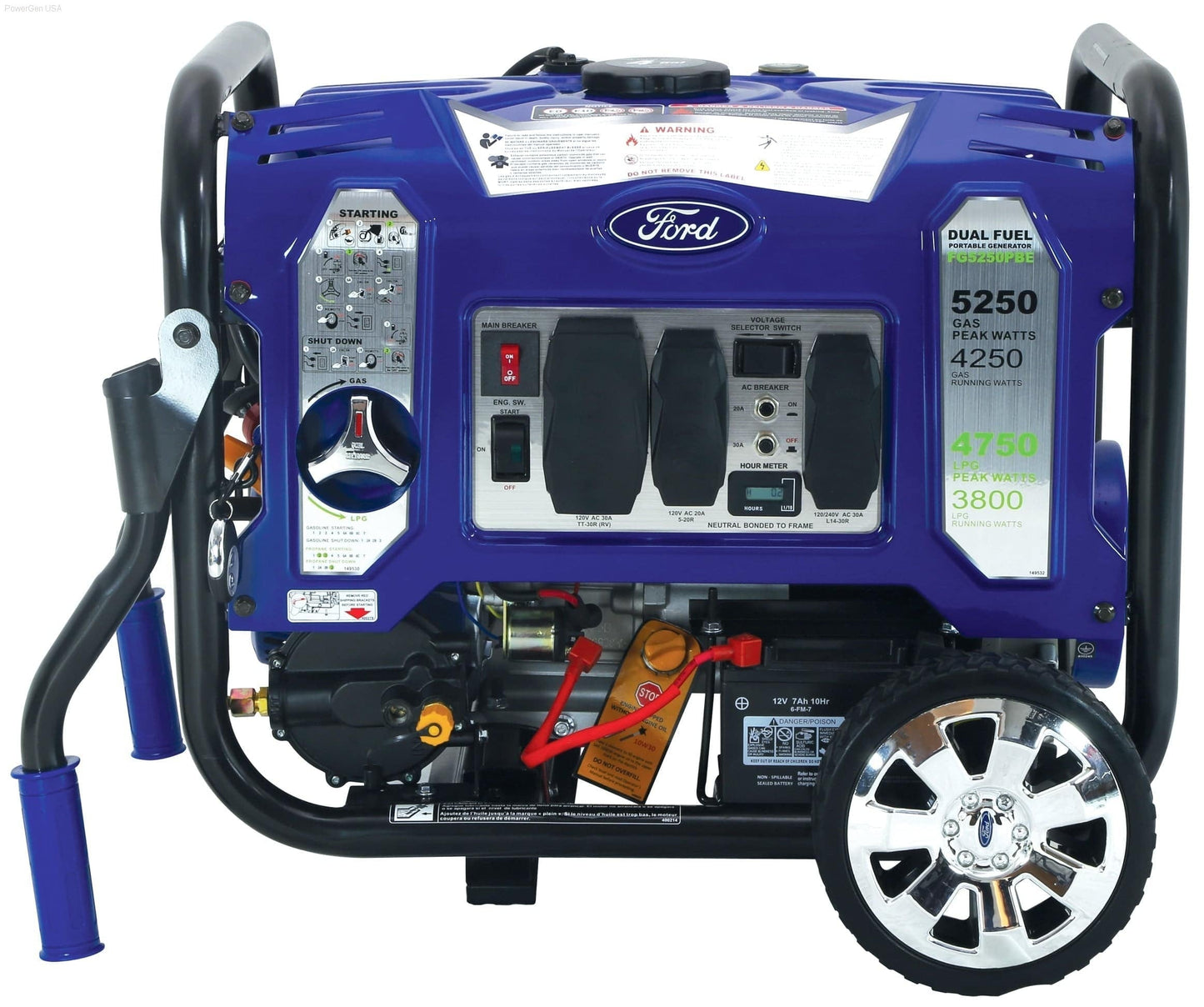 Aurora Generators Ford-FG5250PBE  Dual Fuel Portable Generator with Switch & Go Technology - PowerGen USA - FG5250PBE