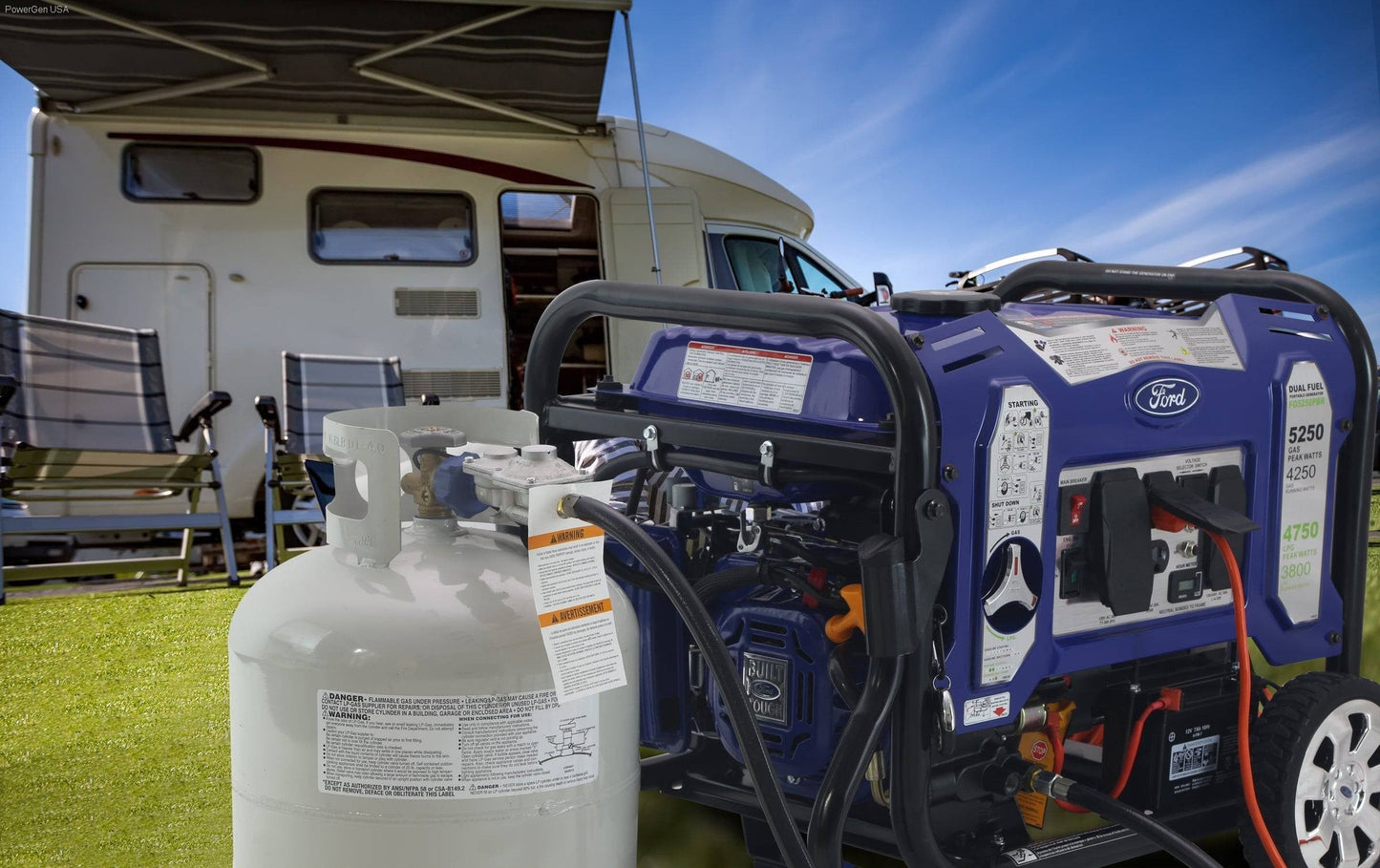 Aurora Generators Ford-FG5250PBE  Dual Fuel Portable Generator with Switch & Go Technology - PowerGen USA - FG5250PBE