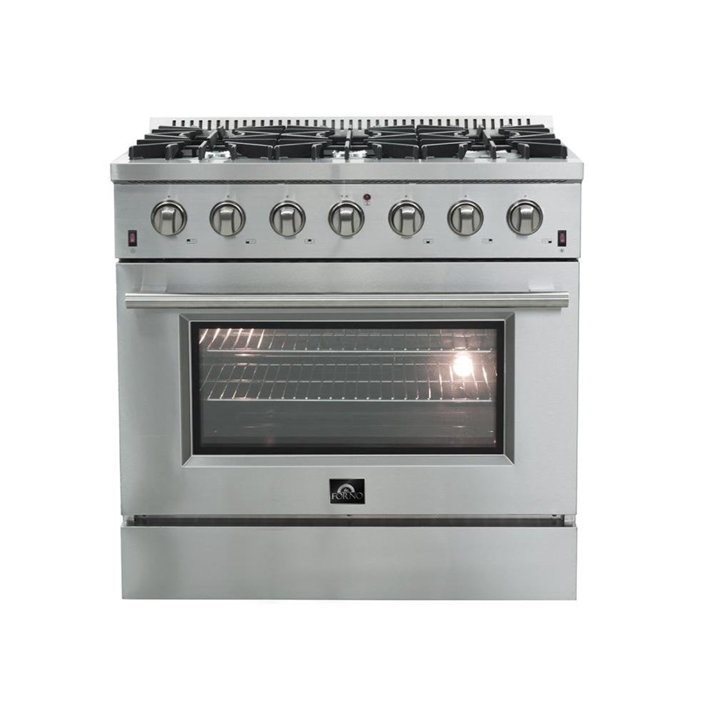Forno 3-Piece Appliance Package - 36-Inch Gas Range, Pro-Style Refrigerator, and Dishwasher in Stainless Steel - AP3-60S-6244-36