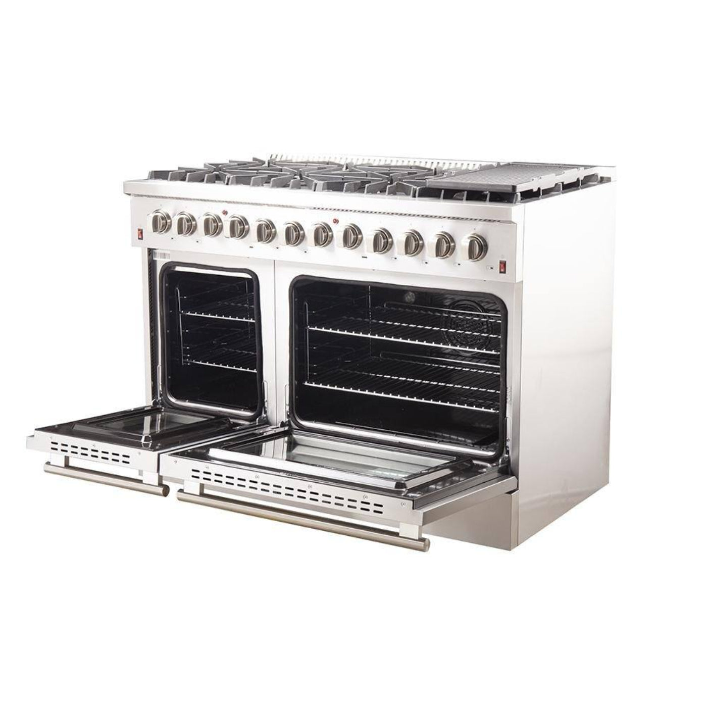 Forno 3-Piece Appliance Package - 48-Inch Dual Fuel Range, French Door Refrigerator, and Dishwasher in Stainless Steel - AP3-6156-48