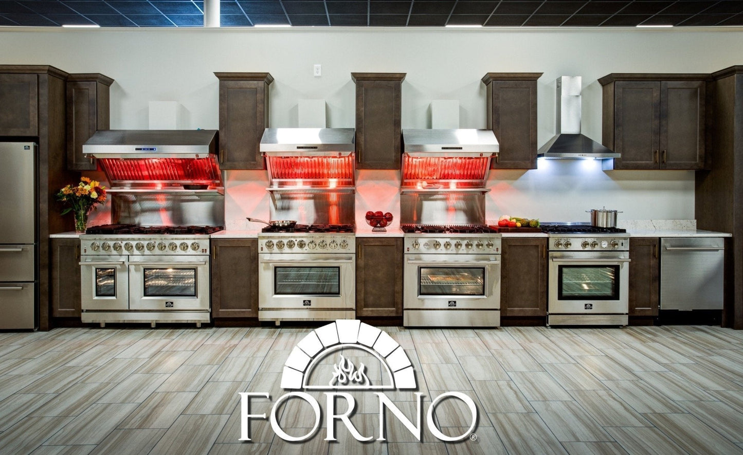 Forno 3-Piece Appliance Package - 48-Inch Dual Fuel Range, French Door Refrigerator, and Dishwasher in Stainless Steel - AP3-6156-48