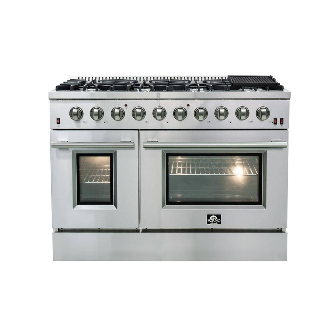 Forno 3-Piece Appliance Package - 48-Inch Gas Range, French Door Refrigerator, and Dishwasher in Stainless Steel - AP3-6244-48