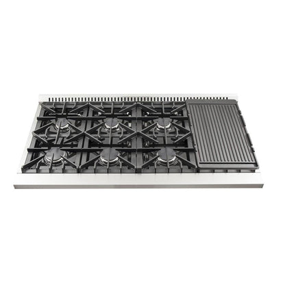 Forno 3-Piece Appliance Package - 48-Inch Gas Range, French Door Refrigerator, and Dishwasher in Stainless Steel - AP3-6244-48