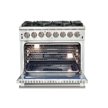 Forno 3-Piece Pro Appliance Package - 36-Inch Dual Fuel Range, French Door Refrigerator, and Dishwasher in Stainless Steel - AP3-6187-36
