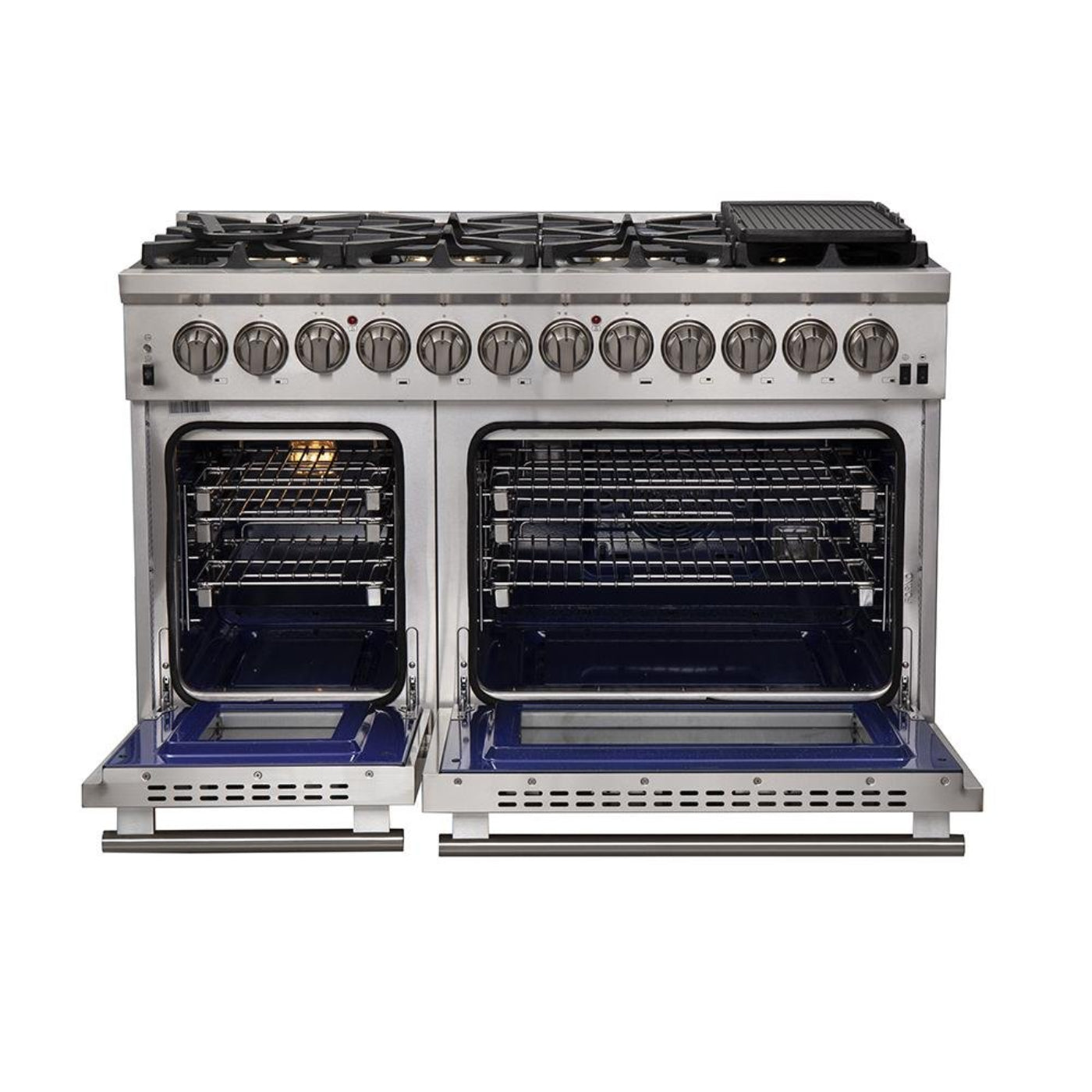 Forno 3-Piece Pro Appliance Package - 48-Inch Dual Fuel Range, French Door Refrigerator, and Dishwasher in Stainless Stee -0 AP3-6187-48l