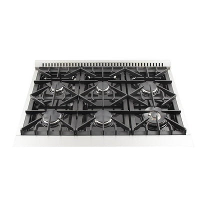 Forno 4-Piece Appliance Package - 36-Inch Gas Range, 60-Inch Pro-Style Refrigerator, Wall Mount Hood with Backsplash, & 3-Rack Dishwasher in Stainless Steel - AP4-60S-6244-36