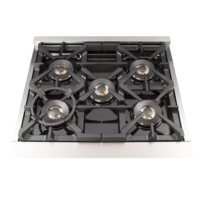 Forno 4-Piece Pro Appliance Package - 30-Inch Dual Fuel Range, Premium Hood, French Door Refrigerator, and Dishwasher in Stainless Steel - AP4-6187-30