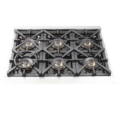 Forno 4-Piece Pro Appliance Package - 36-Inch Dual Fuel Range, French Door Refrigerator, Wall Mount Hood with Backsplash, and Dishwasher in Stainless Steel - AP4-6187-36