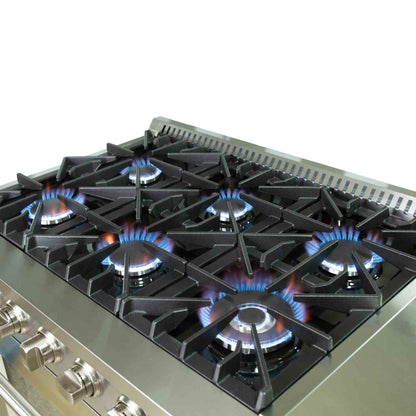 Forno 2-Piece Appliance Package - 36-Inch Gas Range & Wall Mount Hood in Stainless Steel - AP2-6244-36
