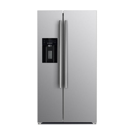 Forno 5-Piece Appliance Package - 48-Inch Dual Fuel Range, Refrigerator with Water Dispenser, Wall Mount Hood, 24-Inch Microwave Oven, & 3-Rack Dishwasher in Stainless Steel - APW5-6156-48-H-MWO