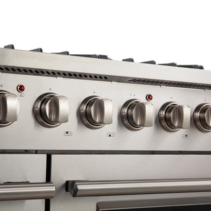 Forno 4-Piece Appliance Package - 48-Inch Gas Range, Refrigerator, Wall Mount Hood, & 3-Rack Dishwasher in Stainless Steel - APR4-6244-48-H