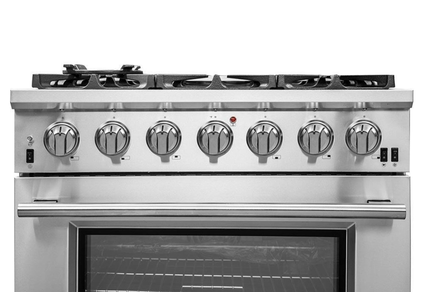 Forno 5-Piece Pro Appliance Package - 36-Inch Gas Range, Refrigerator, Wall Mount Hood, 24-Inch Microwave Oven, & 3-Rack Dishwasher in Stainless Steel - APR5-6260-36-H-MWO