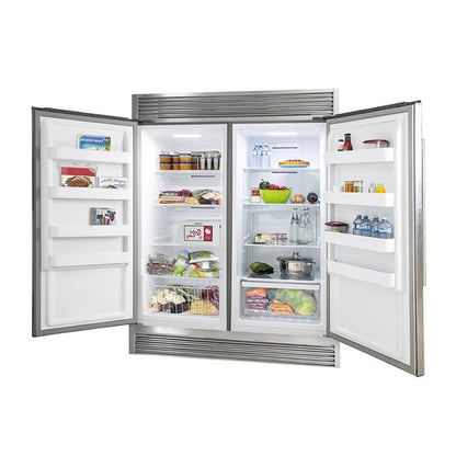 Forno 5-Piece Pro Appliance Package - 48-Inch Dual Fuel Range, 60-Inch Pro-Style Refrigerator, Wall Mount Hood, 24-Inch Microwave Drawer, & 3-Rack Dishwasher in Stainless Steel - APD5-6187-48-H-MWD