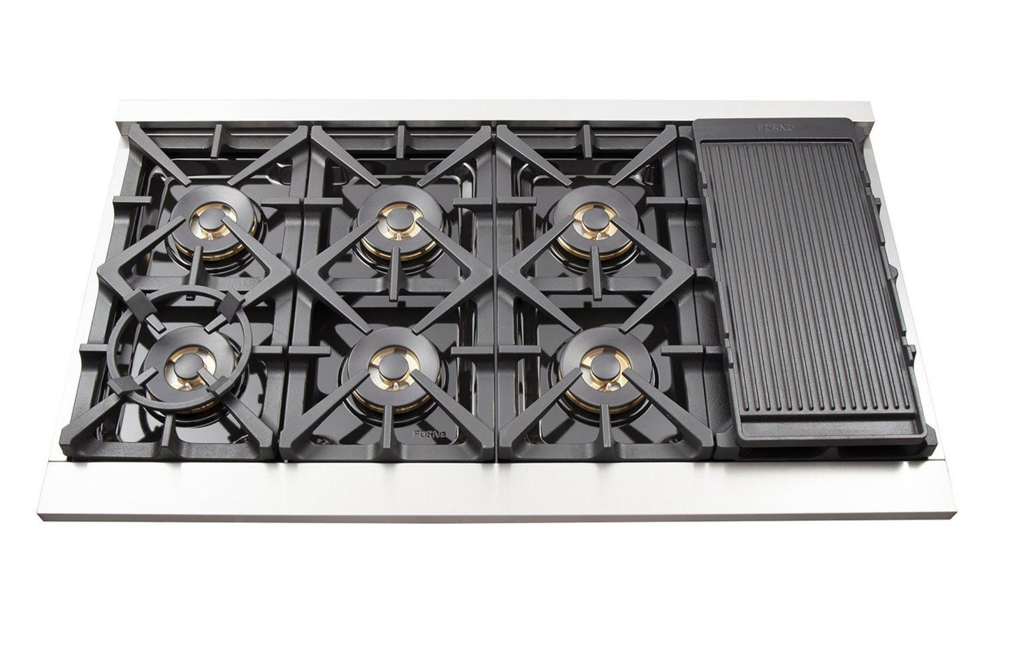 Forno 5-Piece Pro Appliance Package - 48-Inch Gas Range, Refrigerator, Wall Mount Hood, 24-Inch Microwave Drawer, & 3-Rack Dishwasher in Stainless Steel - APR5-6260-48-H-MWD