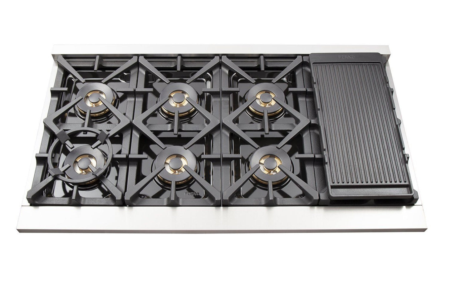 Forno 5-Piece Pro Appliance Package - 48-Inch Gas Range, Refrigerator, Wall Mount Hood with Backsplash, 24-Inch Microwave Oven, & 3-Rack Dishwasher in Stainless Steel - AP5-6260-48-MWO