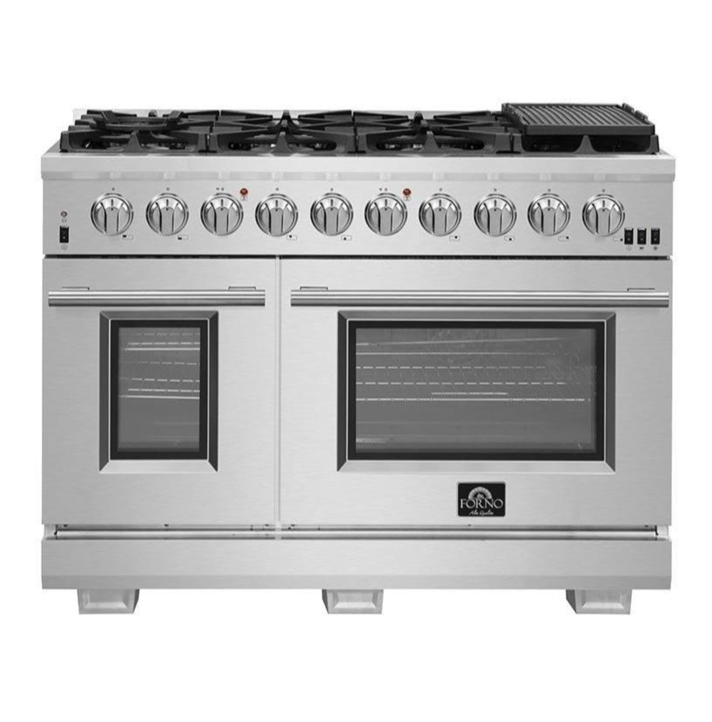 Forno 2-Piece Pro Appliance Package - 48-Inch Gas Range & Wall Mount Hood in Stainless Steel - AP2-6260-48