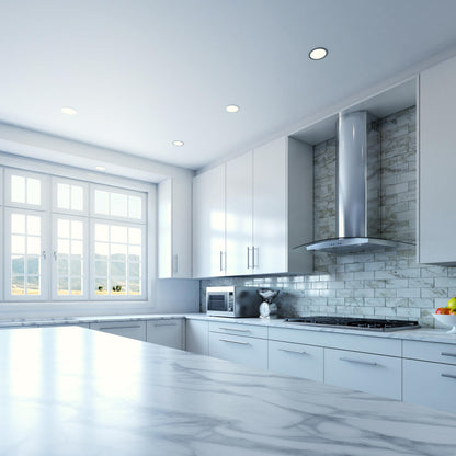 XO APPLIANCE XOM36GC 36" CCC 600/395 CFM Wall Chimney Hood Stainless/Glass in Stainless Steel - XOM36GC