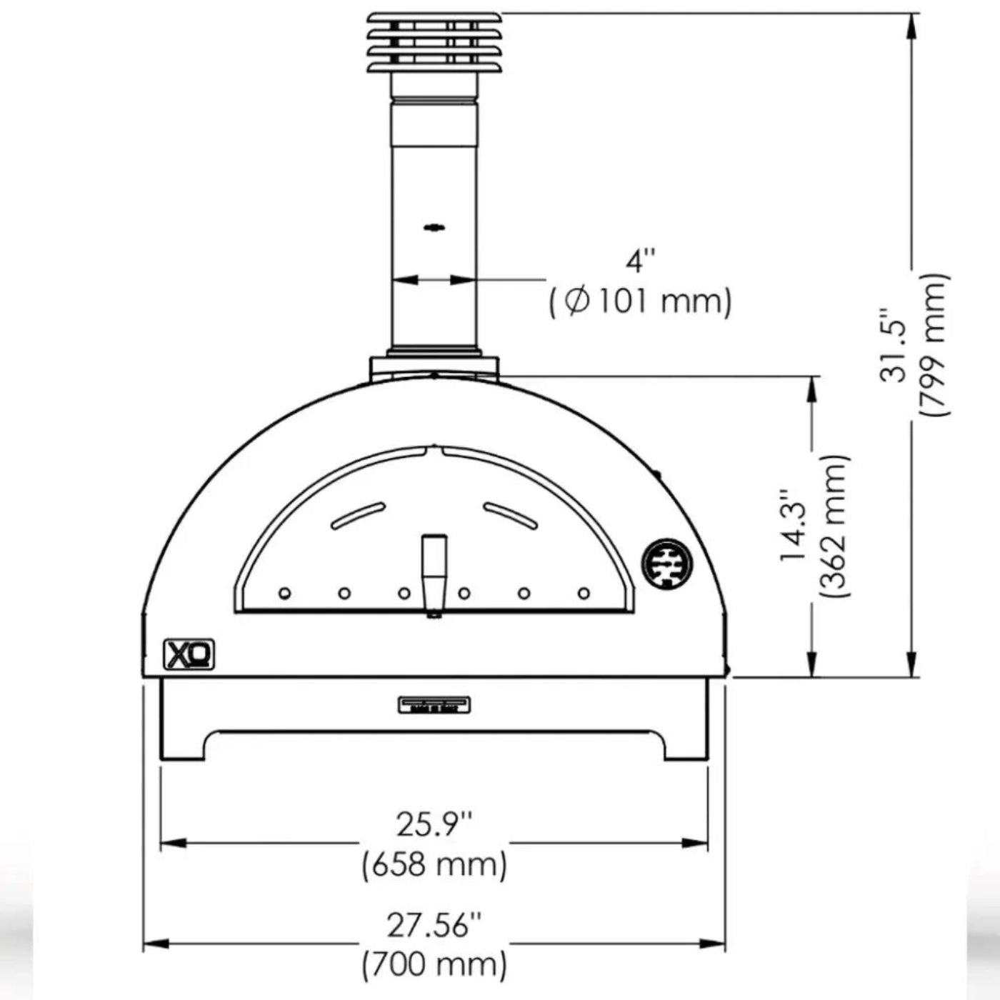 XO APPLIANCE XOPIZZA1CA Tabletop 24" x 16" Wood-Fired Oven in Carbona (Black) Black - XOPIZZA1CA