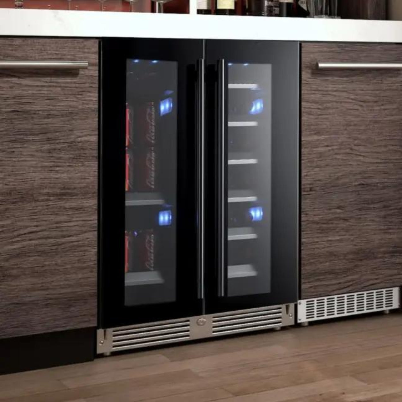 XO APPLIANCE XOU24BWDDGBS 24" Beverage/Wine Double Door Black Stainless Black in Stainless Steel - XOU24BWDDGBS