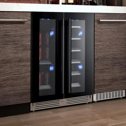XO APPLIANCE XOU24BWDDGBS 24" Beverage/Wine Double Door Black Stainless Black in Stainless Steel - XOU24BWDDGBS