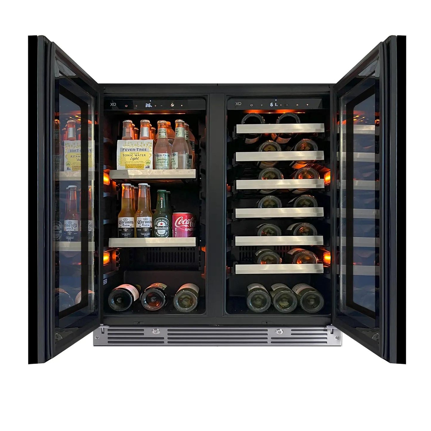 XO APPLIANCE XOU30BWDDGS 30" Beverage/Wine Double Door in Stainless Steel Glass in Stainless Steel - XOU30BWDDGS