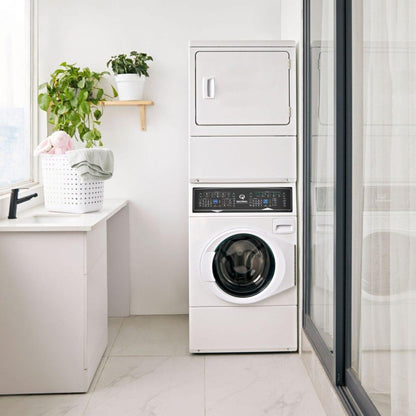 SPEED QUEEN SF7008WE SF7 Stacked White Washer - Electric Dryer with Pet Plus Sanitize Fast Cycle Times  - SF7008WE