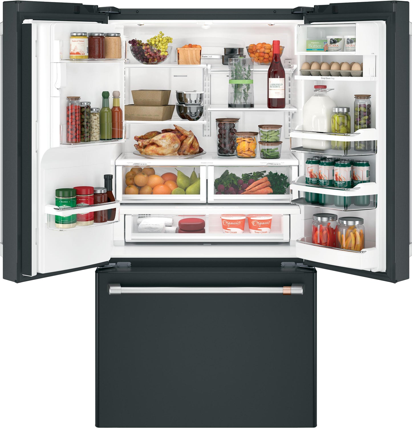 CAFE ENERGY STAR 22.1 Cu. Ft. Smart Counter-Depth French-Door Refrigerator with Hot Water Dispenser Black - CYE22TP3MD1