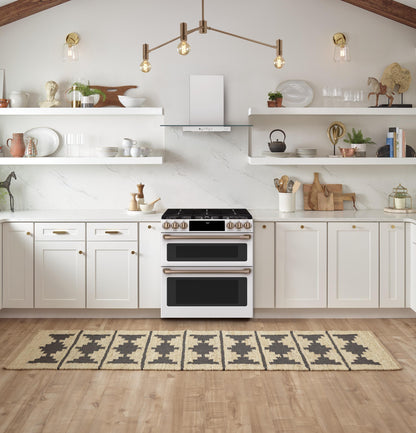 CAFE  30" Smart Slide-In, Front-Control, Gas Double-Oven Range with Convection White - CGS750P4MW2