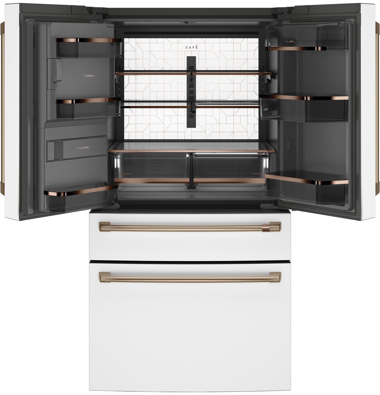 CAFE ENERGY STAR 27.8 Cu. Ft. Smart 4-Door French-Door Refrigerator White - CVE28DP4NW2