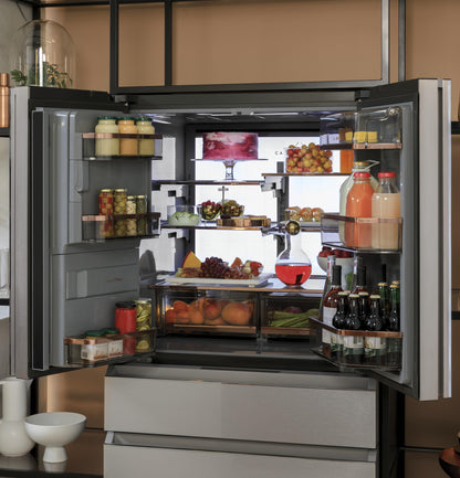 CAFE ENERGY STAR 27.8 Cu. Ft. Smart 4-Door French-Door Refrigerator in Platinum Glass Gray - CVE28DM5NS5
