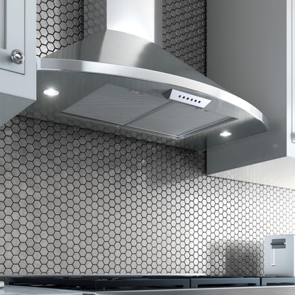 XO APPLIANCE XOS30SC 30" CCC 600/395 CFM Italian Made Wall Mount Chimney Range Hood in Stainless Steel - XOS30SC