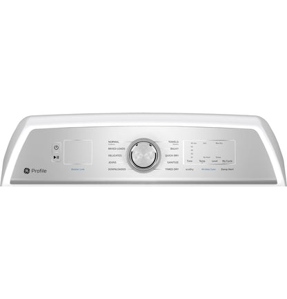 GE APPLIANCES PTD60EBSRWS GE Profile™ ENERGY STAR® 7.4 cu. ft. Capacity aluminized alloy drum Electric Dryer with Sanitize Cycle and Sensor Dry White On Gray