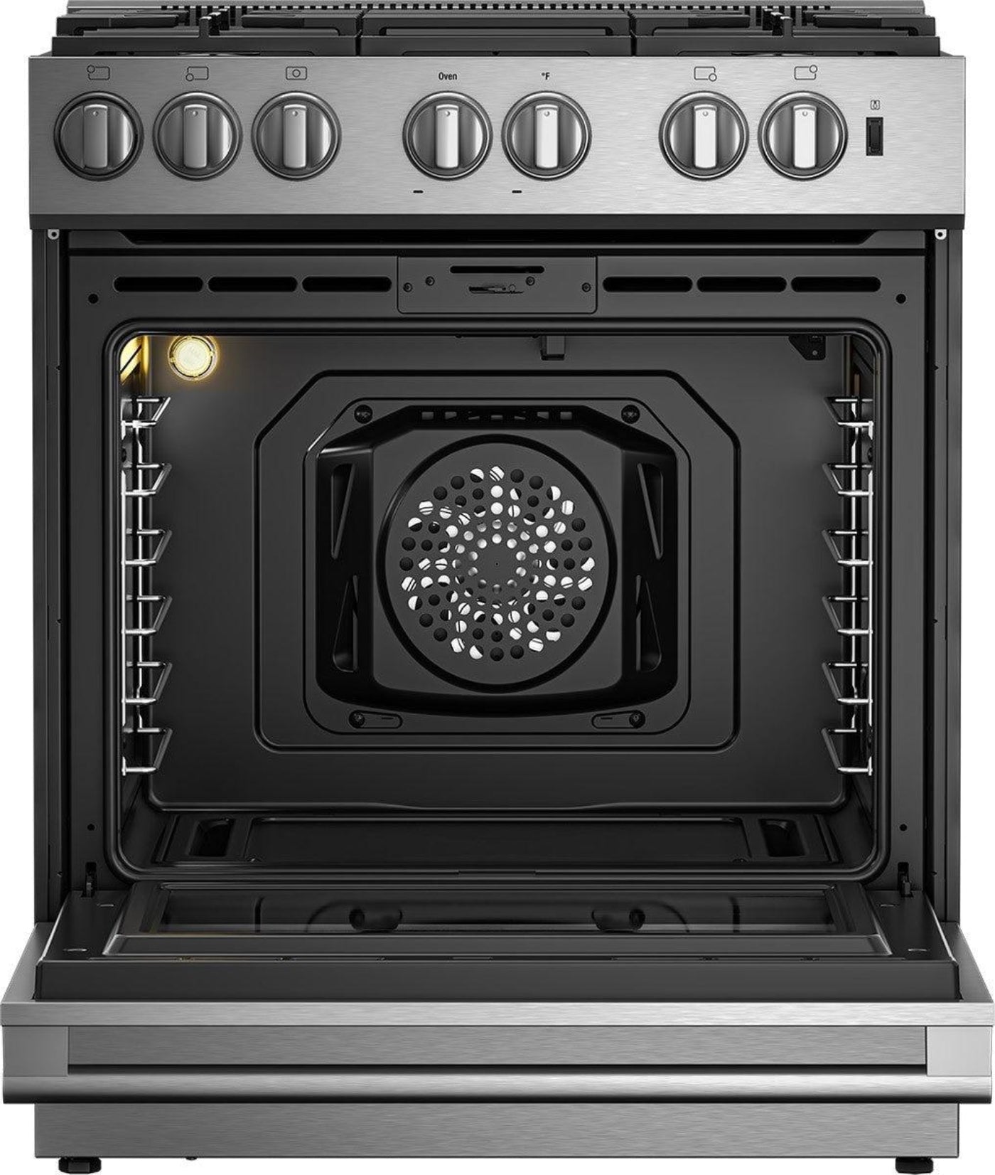BLOMBERG APPLIANCES BGR30522SS 30in Gas 5 Burner range with 5.7 cu ft self clean oven, slide-in style in Stainless Steel - BGR30522SS