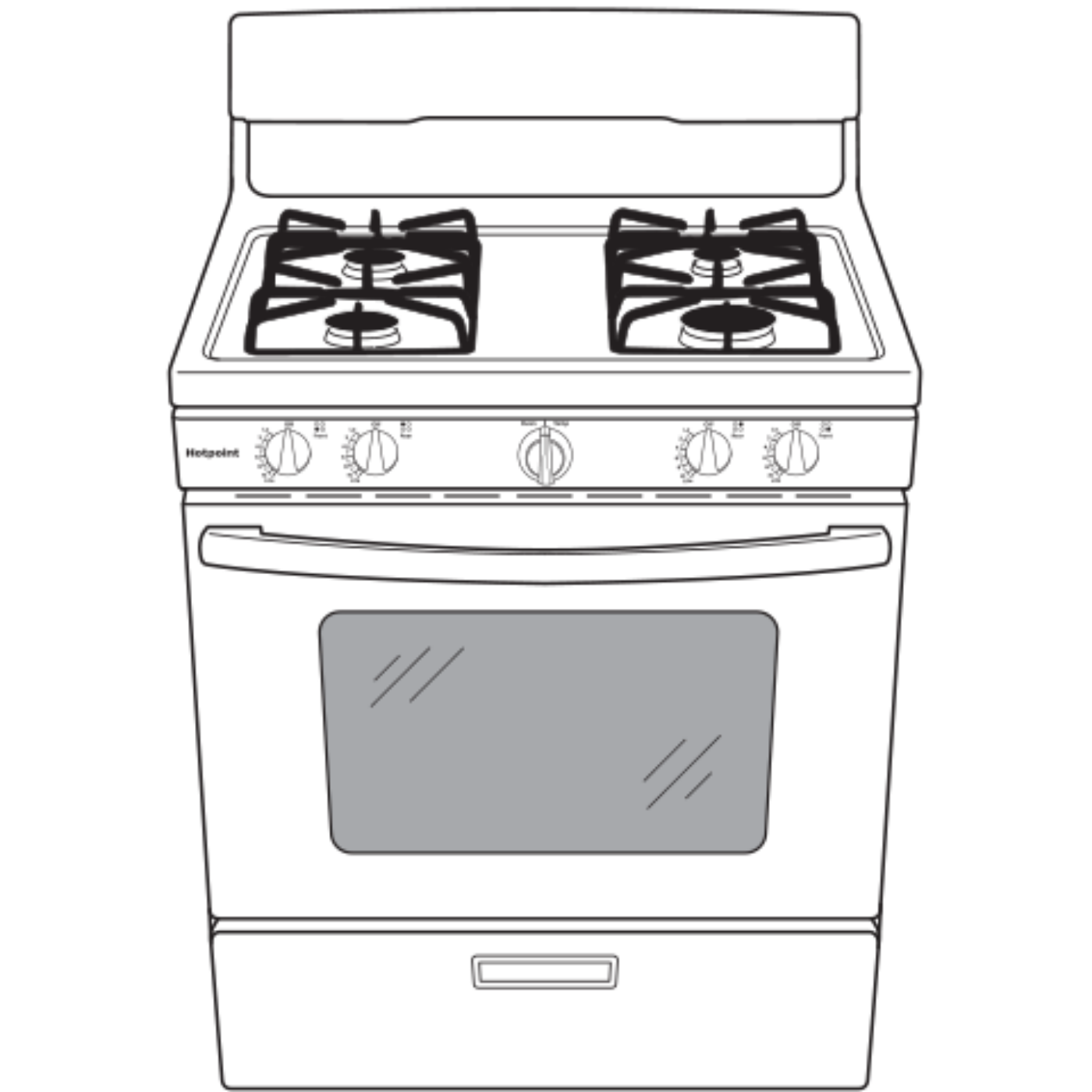 HOTPOINT Hotpoint 30" Free-Standing Gas Range with Cordless Battery Ignition White - RGBS200DMWW