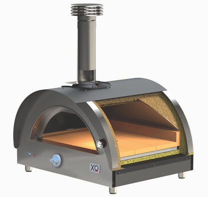 XO APPLIANCE XOPIZZA1GASCAN Tabletop Hybrid Gas & Wood Oven in Carbona (Black) Black - XOPIZZA1GASCAN