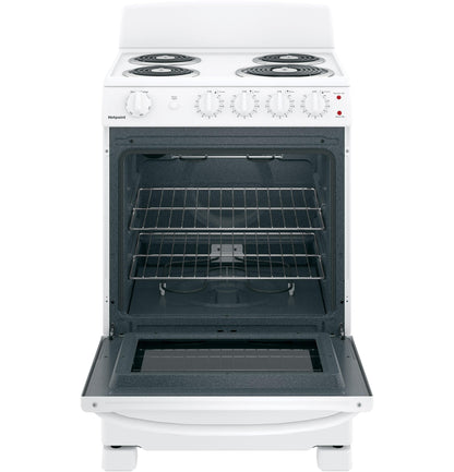 HOTPOINT RAS300DMWW Hotpoint® 24" Free-Standing Front-Control Electric Range White