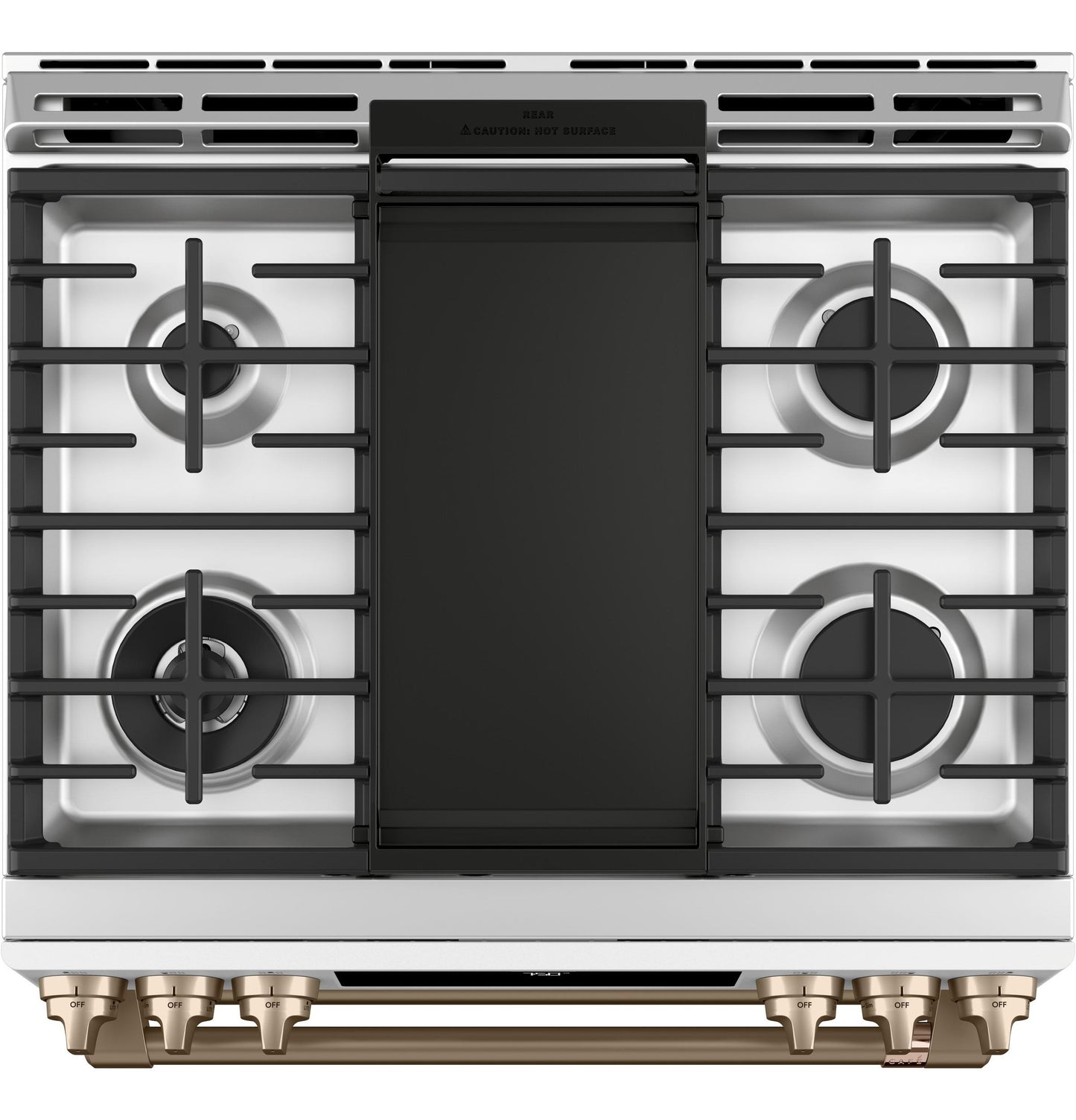 CAFE  30" Smart Slide-In, Front-Control, Gas Double-Oven Range with Convection White - CGS750P4MW2