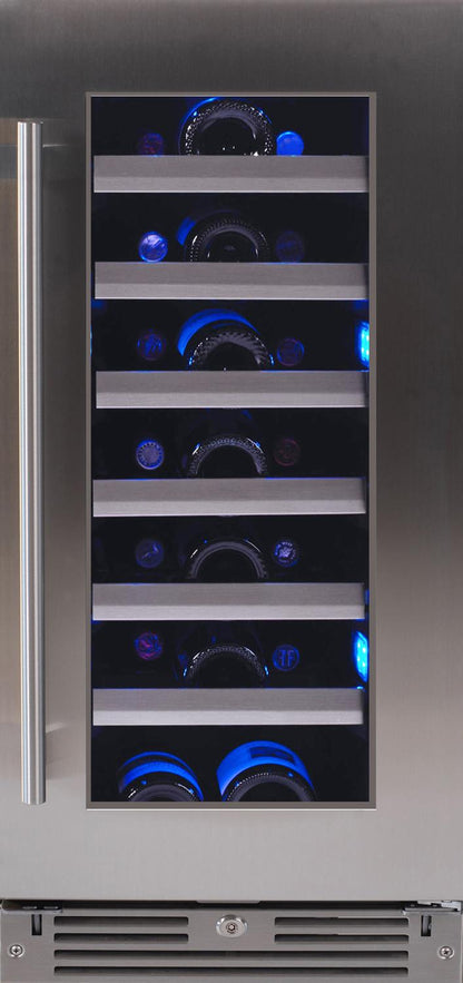 XO APPLIANCE XOU15WGSR 15" Wine Cooler, in Stainless Steel Glass, Right Hinge in Stainless Steel