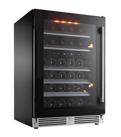 XO APPLIANCE XOU24WDZGBL Dual Zone Wine Cooler, 24" Black Glass, Left Hinge Black - XOU24WDZGBL