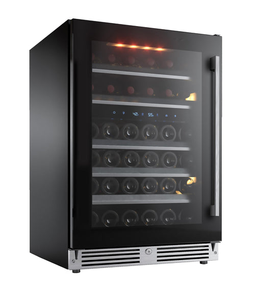 XO APPLIANCE XOU24WDZGBL Dual Zone Wine Cooler, 24" Black Glass, Left Hinge Black - XOU24WDZGBL