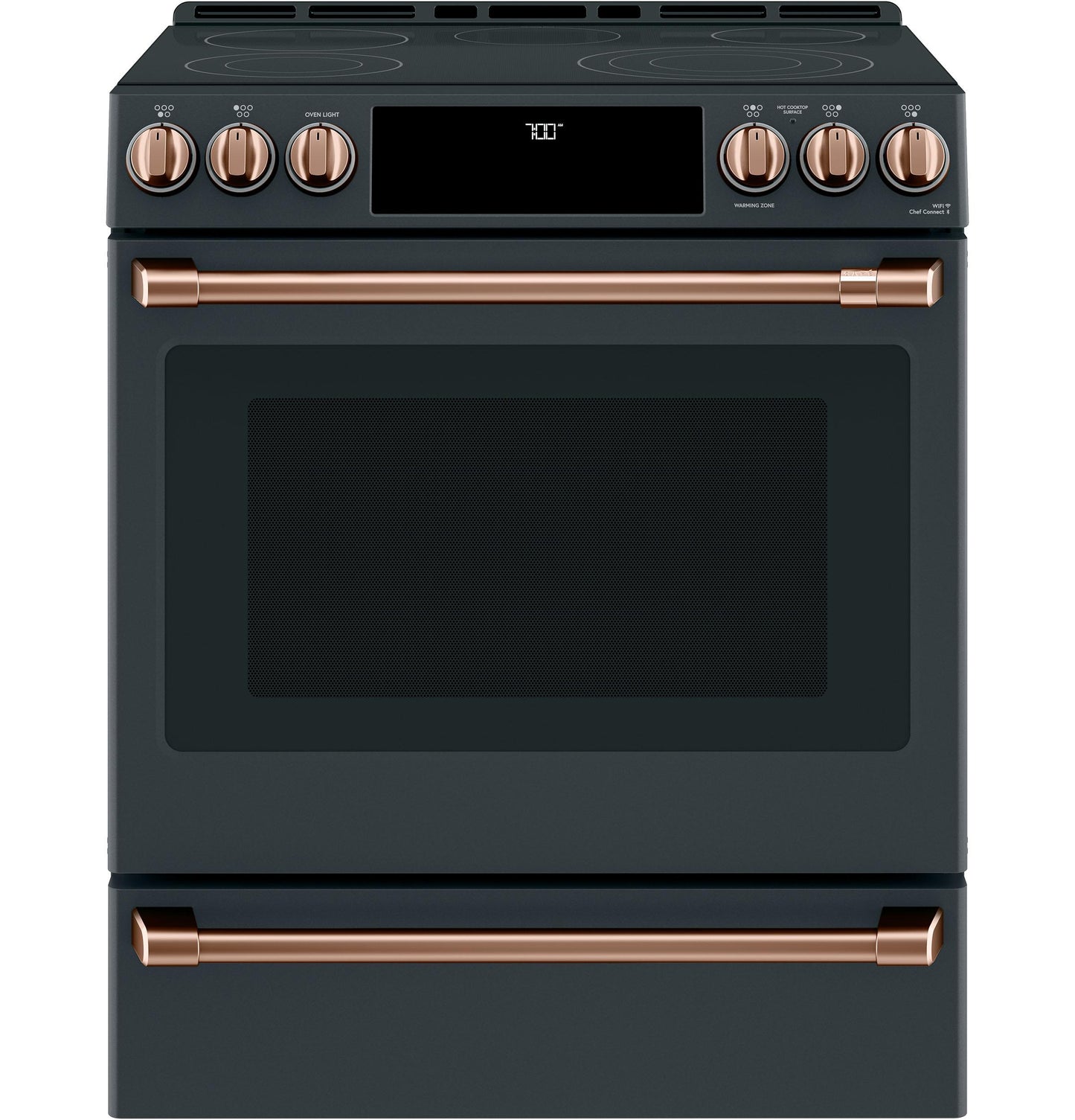 CAFE  30" Smart Slide-In, Front-Control, Radiant and Convection Range Black - CES700P3MD1