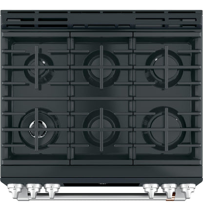 CAFE  30" Smart Slide-In, Front-Control, Gas Range with Convection Oven Black - CGS700P3MD1