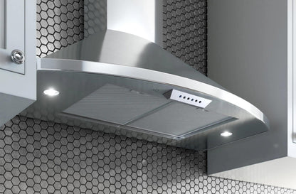 XO APPLIANCE XOS30SC 30" CCC 600/395 CFM Italian Made Wall Mount Chimney Range Hood in Stainless Steel - XOS30SC
