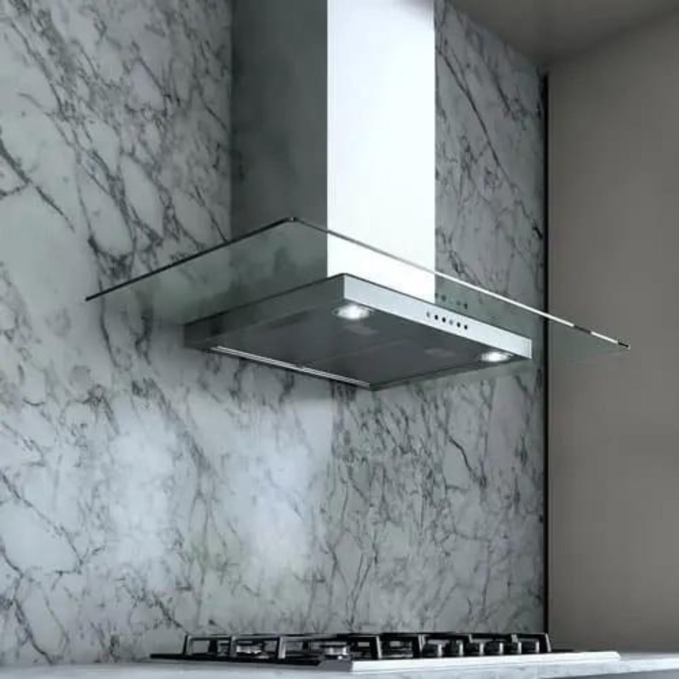 XO APPLIANCE XOQ36GC 36" CCC 600/395 CFM Wall Chimney Hood Stainless/Glass in Stainless Steel - XOQ36GC