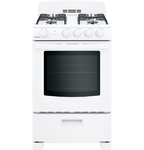 HOTPOINT Hotpoint 24" Front-Control Free-Standing Gas Range with Large Window White - RGAS300DMWW